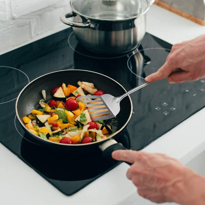 YBM Home Cuillères de cuisson à fentes antiadhésives en silicone, outils de cuisine en plastique résistant à la chaleur pour mélanger, frire, servir, égoutter, tourner et remuer, avec poignée en acier inoxydable, bleu