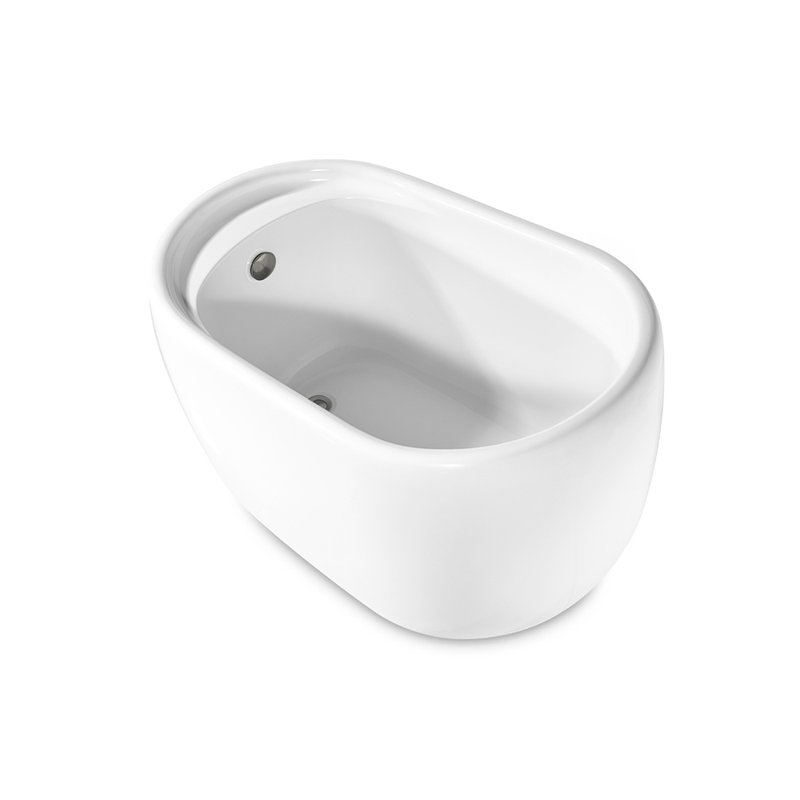 51" Streamline Freestanding Soaking Acrylic Bathtub With Drain and Bamboo Tray, Brushed Nickel