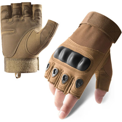Workout Half Finger Gloves L Khaki