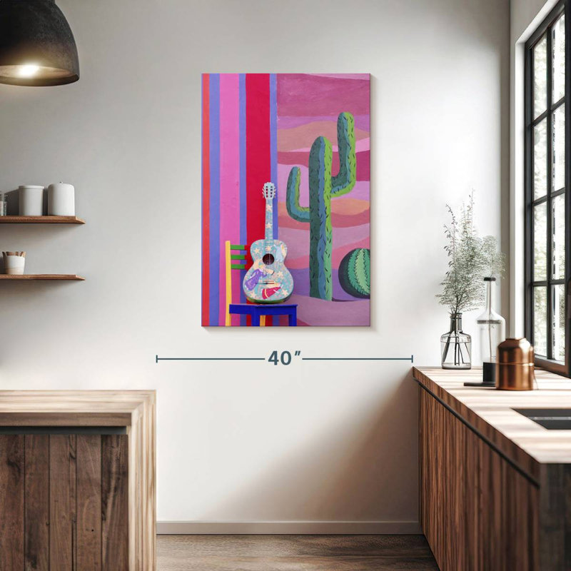 Abarca Guitar And Cactus, 39" H x 26" W