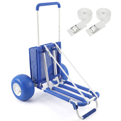 Sekey Beach Wagon With 12" Big Wheels For Sand, Heavy Duty Collapsible Beach Cart With Balloon Tires, Foldable Utility Sand Wagon For Outdoor Camping, Fishing & Groceries.