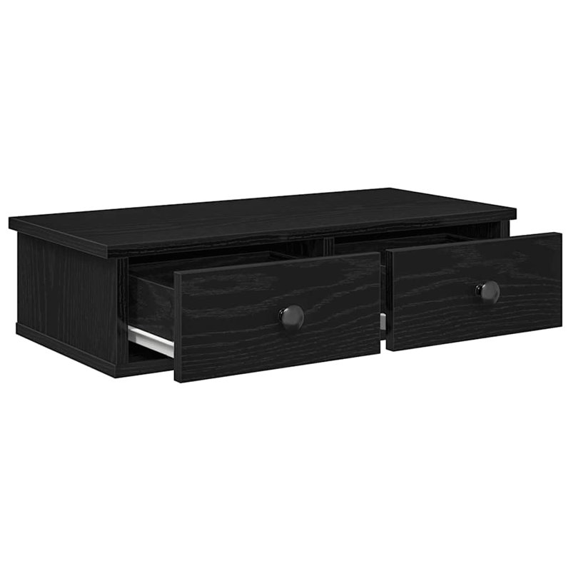 113-9 Wall Mounted Shelf, 15cm H x 60cm W x 28cm D, Black