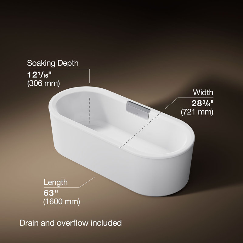 Volute 63 In. X 28-3/8 In. Freestanding Bath With Shroud