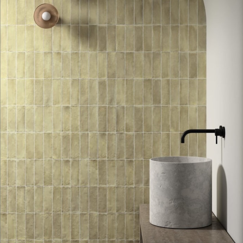 Sabbia Zellige | 3"x8" Ceramic Zellige Wall Tile, Weald Green