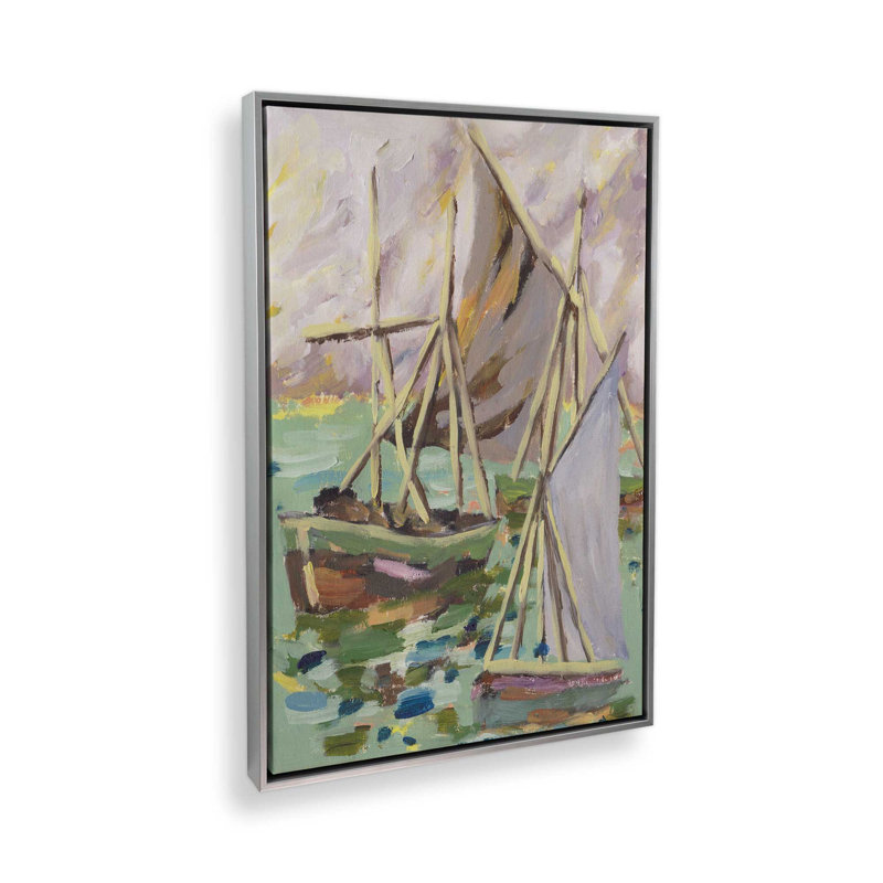 «Crimson Sails I» par Melissa Wang, reproduction d'art, Argent argent, H 16 po x l 12 po