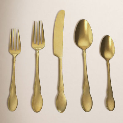 Gold And Black Flatware Set - Service for 4