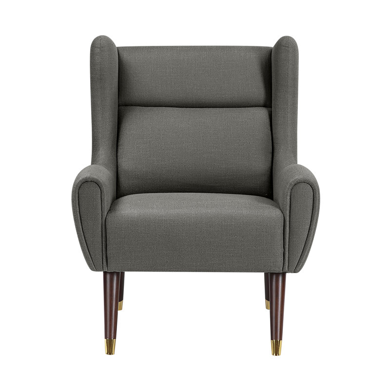 Chaise d'appoint moderne à oreilles en bois massif gris foncé