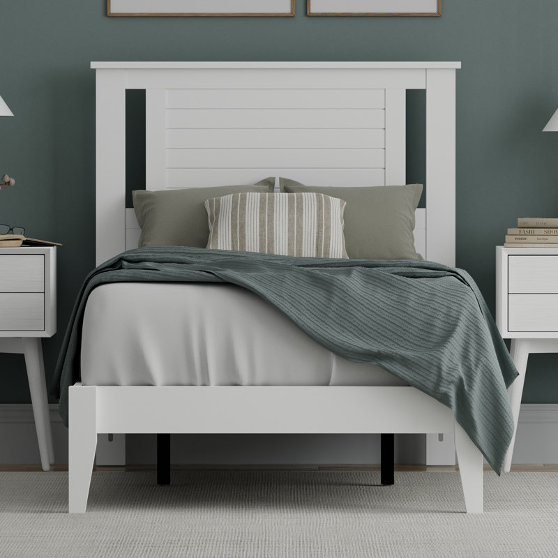 Canton Solid Wood  Platform Bed, Twin, White
