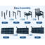 Ensemble de table de salle à manger d'extérieur 7 pièces avec trou pour parasol, table en PEHD et structure en aluminium, ensemble de meubles de jardin toutes saisons pour le jardin, la piscine, la cour, la terrasse, la marine-920222735-920222732