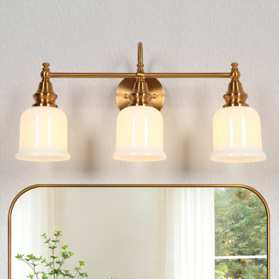 3-Light Dimmable Brass Vanity Light