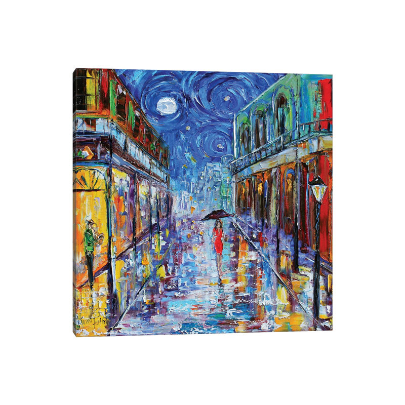 New Orleans French Quarter Moon by Karen Tarlton - Wrapped Canvas Painting, 45.72 cm H x 45.72 cm W x 3.175 cm D