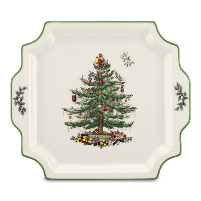 Spode Christmas Tree Square Handled Platter 12.5"