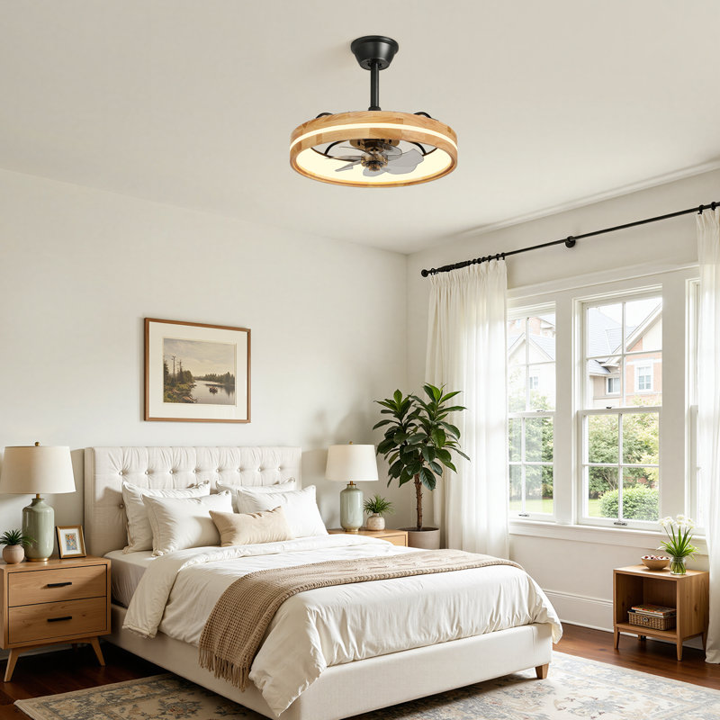 Ventilateur de plafond de 50 cm avec lumière, application et télécommande, DEL à intensité variable pour chambre et salon