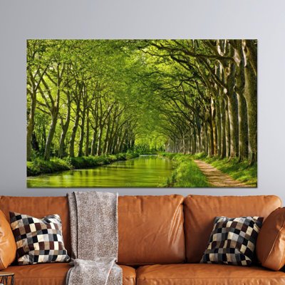 Reproduction d'art sur toile imprimée: Arbre vert, décor de paysage élégant, 1P BlackFramedCanves