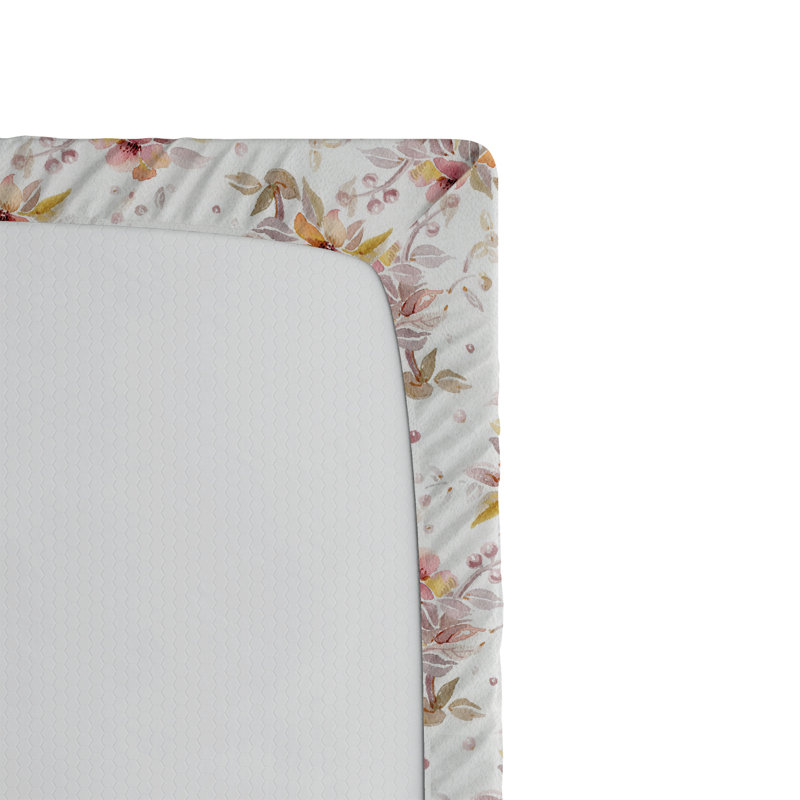 Ambesonne Nature Fitted Sheet Leaves Botanical Style Art, California King Fitted Sheet, Mauve Rose/Dark Peach Floral