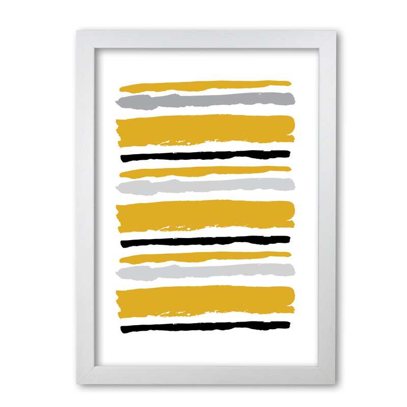 Mustard Contrast Abstract Stripes - Print, 30 cm H x 21 cm W x 5 cm D, White Grain Frame