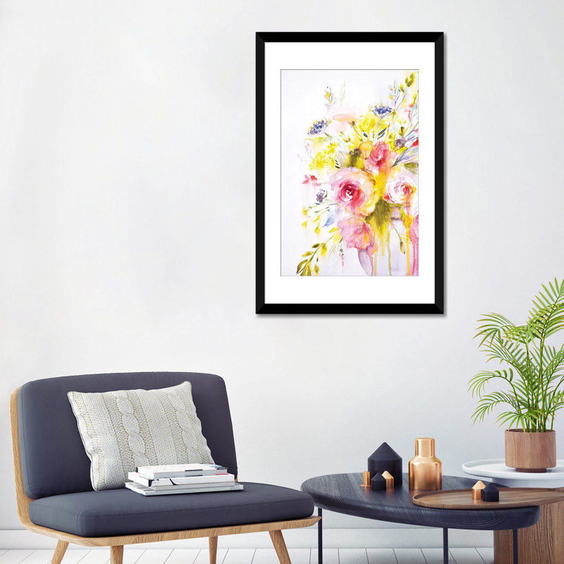 « coloré bouquet ii » par lesia binkin, reproduction d’impression sur toile tendue, H 24 po x l 16 po x P 1 po, Blanc
