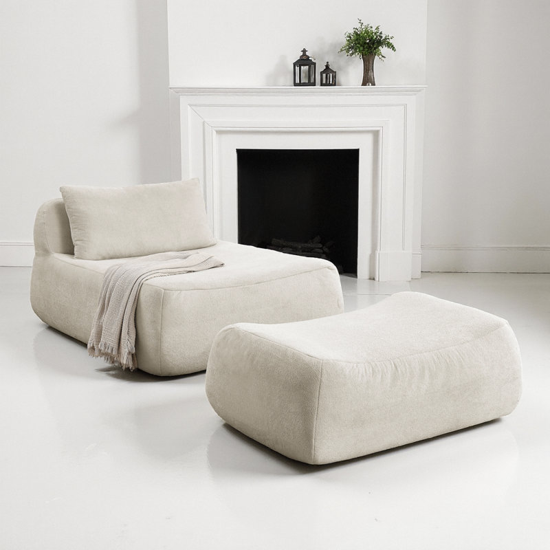 Fauteuil à billes avec canapé et fauteuil, Chenille beige