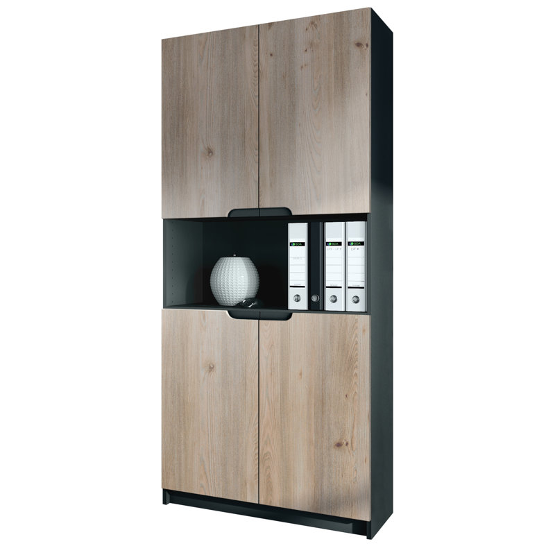 Mazeppa 4 -Door 4 -Shelf, Oak Nordic