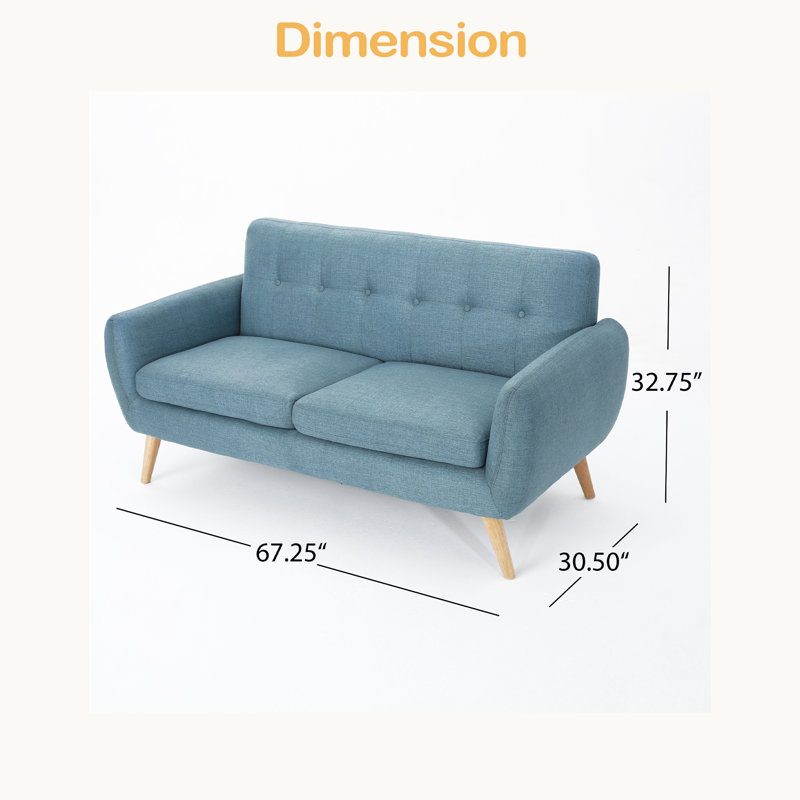 Causeuse capitonnée à boutons 67,25 po, Bleu