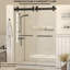 Porte de douche coulissante double sans cadre Gargy 69'-72'' L x 78'' H avec système de fermeture amortie double et verre trempé clair de 5/16'' (8 mm).-98222885-132723834