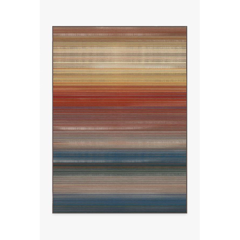 Multi-Colored Striped Woven Base Rug, Rectangle 4'11.06" x 7'6.55"
