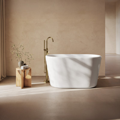 Baignoire de trempage japonaise autoportante blanche brillante de 51 po Nanterre, drain inclus