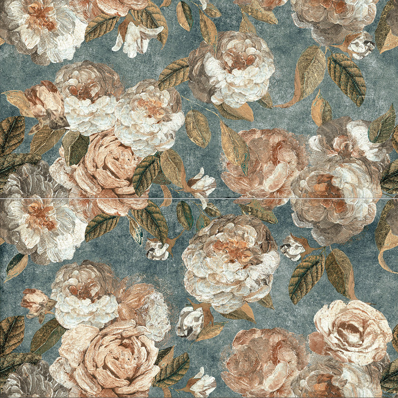 Parete Fiori 24" x 47" Porcelain Natural / Floral Wall & Floor Tile, Green