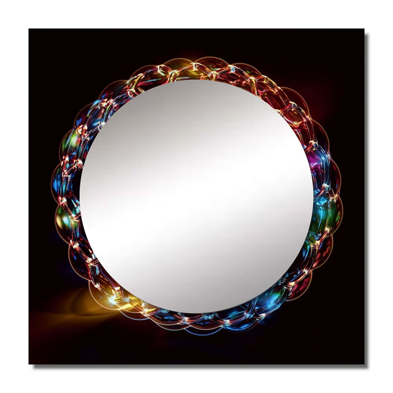 Circulare Infinity Matrix I - Fractals Mirror Square Art mural pour salle de bain, 36 po x 36 po