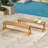 Outdoor Dining Benches , Contemporary Acacia Wood Patio Bench With Teak Finish - All-Weather Garden, Deck, Poolside Seating