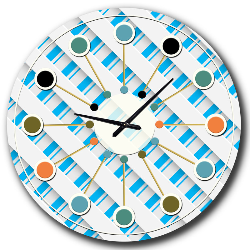Horloge murale 3D blanche et bleue VI - Mid-Century, Petit