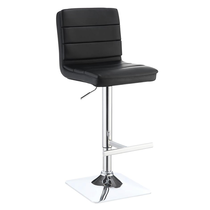 Tabourets de bar contemporains (2) - réglables, cuir noir, paire de tabourets réglables (2), placage, Noir
