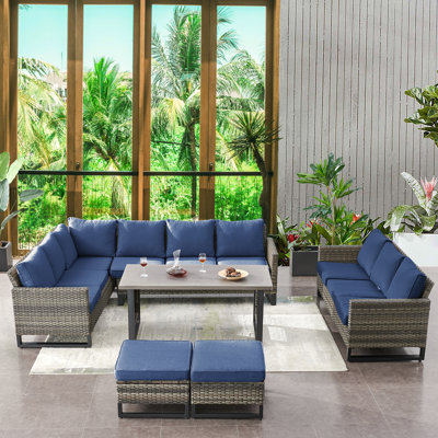 Ingvald 10 - Person Patio Sectional Seating Group with Cushions by Latitude Run