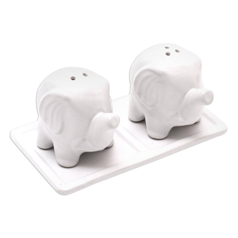 Ensemble salière et poivrière Kalup Eager Elephants, Blanc