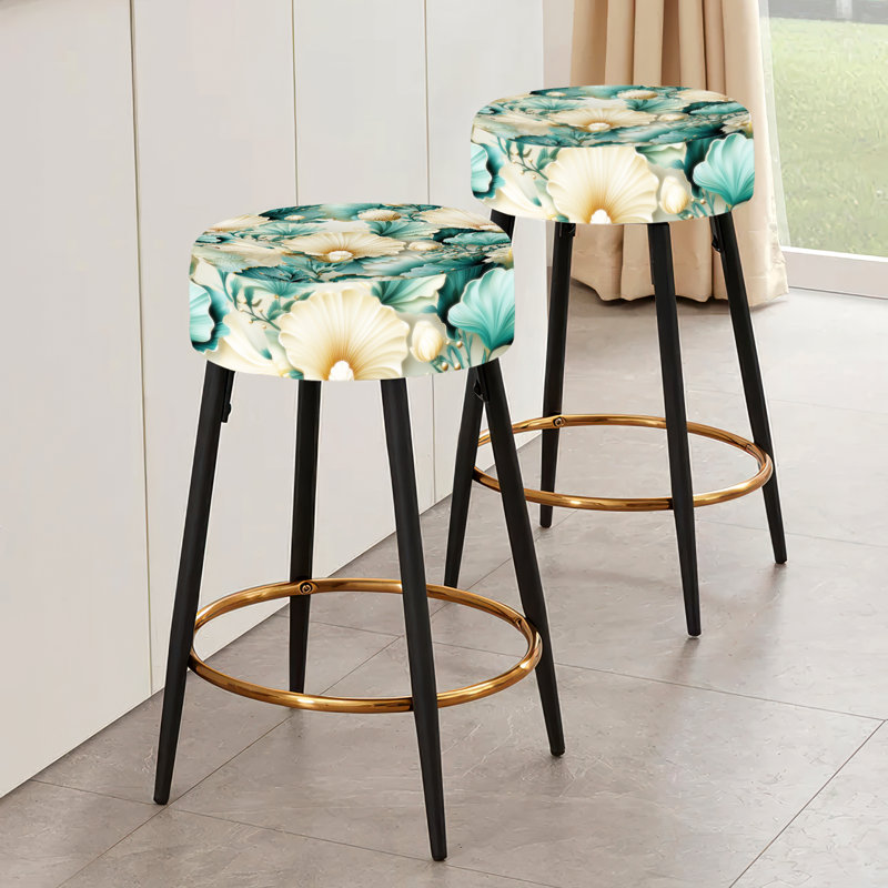 Ensemble de 2 tabourets de bar blancs et sarcelle bord de mer