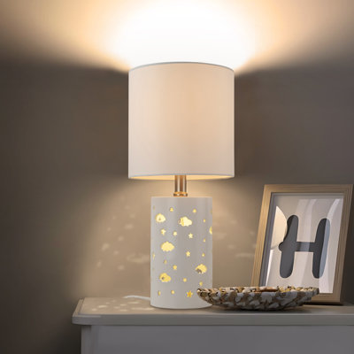 Lampe de table étoilée 3 modes, base en céramique avec veilleuse