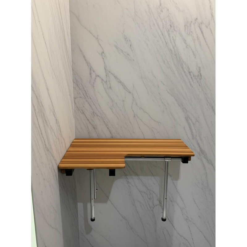 18" X 36" Brown Teak Wall Mount Rectangular Shower Bench