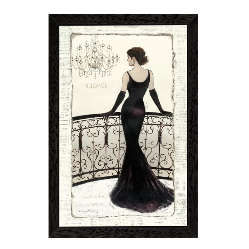 La Belle Noir by Emily Adams - Floater Frame Painting on Canvas, Black Framed