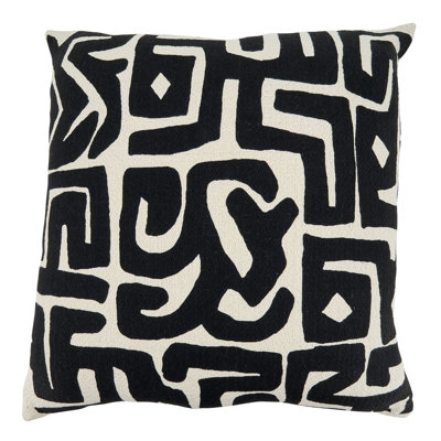 Noir Cotton Geometric 22" Throw Pillow Cover