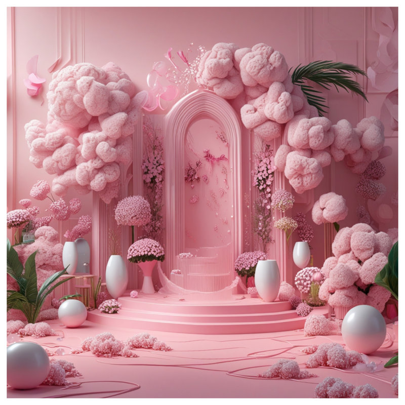 Rideaux de douche à motif floral rose , L 70 po x H 84 po