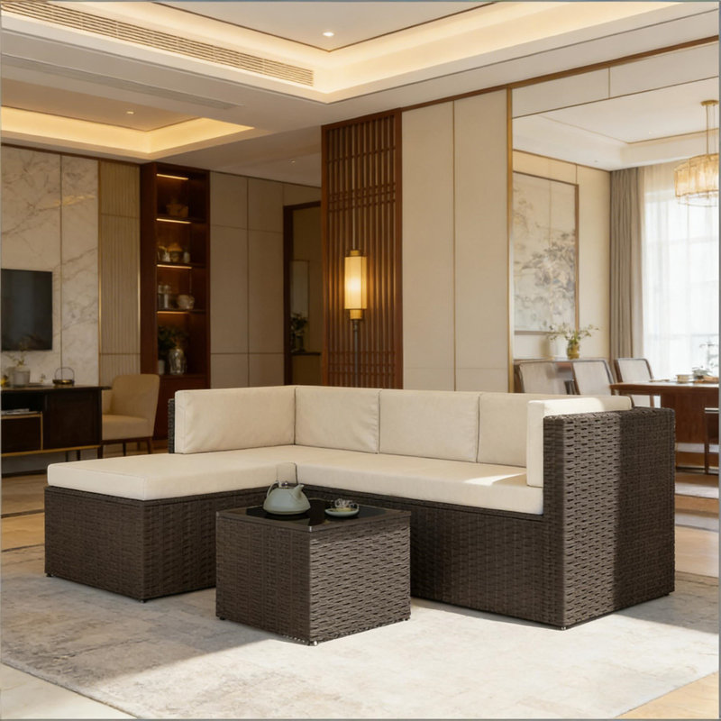 Ensemble de conversation pour jardin extérieur, Beige