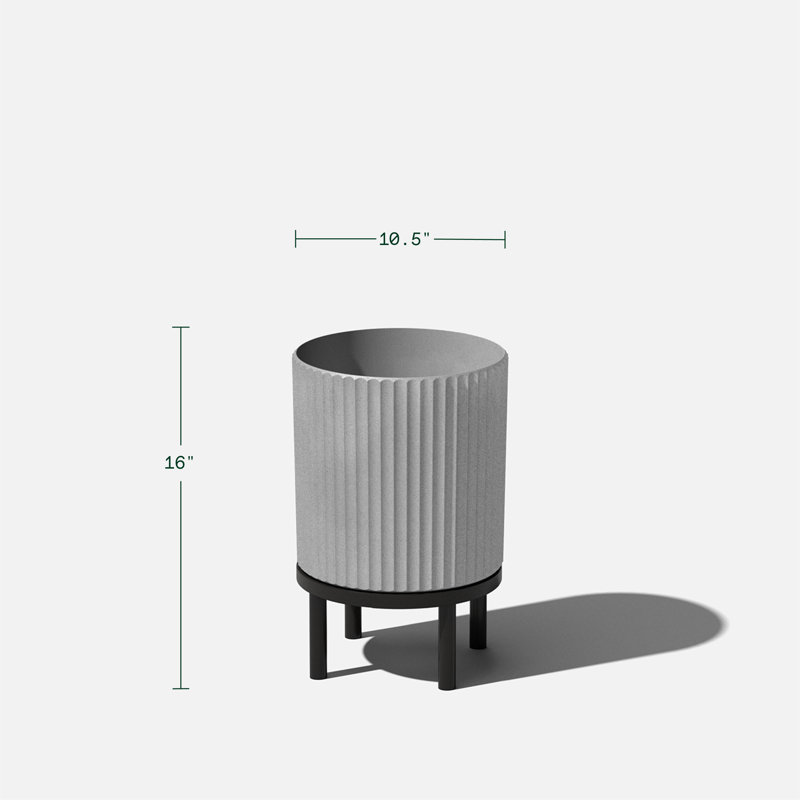 Jardinière Demi Series avec support, 2, Gris / Noir, H 16 po x l 10,5 po x P 10,5 po