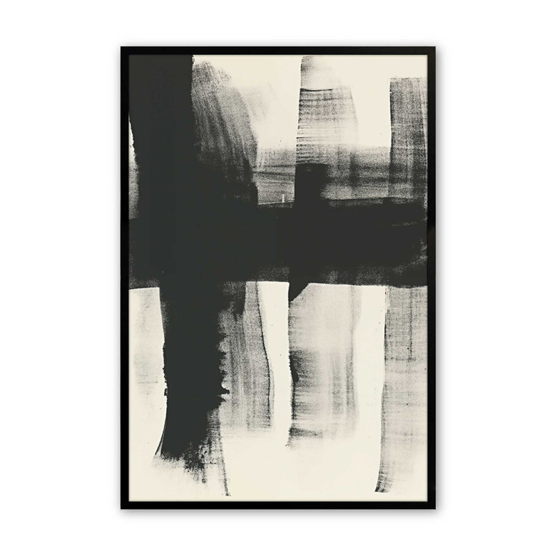 Imprimé charbon de bois Whisper II, H 25 po x l 19 po, Cadre noir satiné