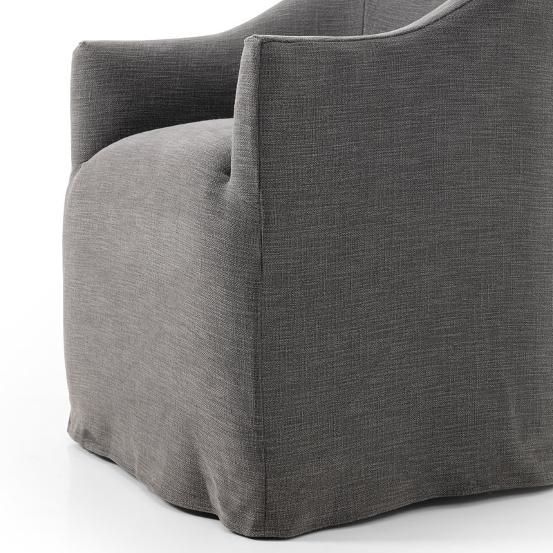 Chaise avec accoudoirs rembourrée Galinda, Gris