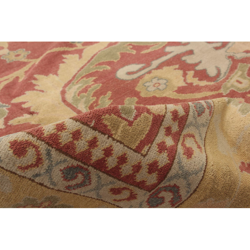 Tapis unique en laine noué à la main brun clair / brun de 9 pi 2 po x 11 pi 7 po Ushak des années 2010 Toppino