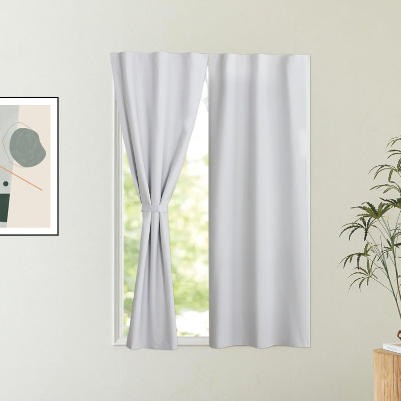 NICETOWN Full Blackout Door Curtain for Cordless Roller Window Covering Shades Blinds, Light Control, French Front Door Curtains for Night Shift Workers Kitchen, 1 Panel