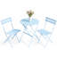  Ensemble bistro 3 pièces pliant, ensemble de mobilier de patio thermolaqué, ensemble de 2 chaises d'extérieur pour terrasse, jardin, balcon, peu encombrant, bleu-2049685785