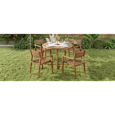 Ensemble de salle à manger en bois d'acacia durable, design rustique pour l'extérieur et l'intérieur