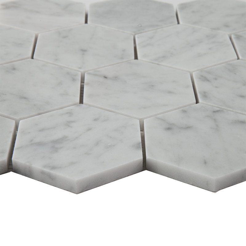 Carrara 3" x 3" Marble Honeycomb Mosaic Wall & Floor Tile
