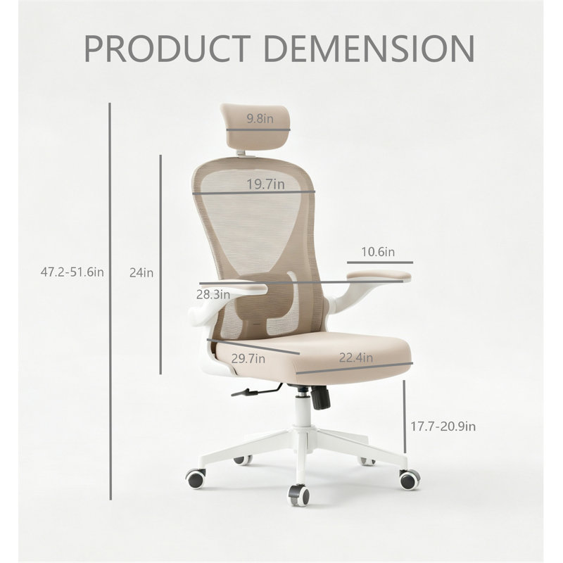 Task Chair, White/Khaki